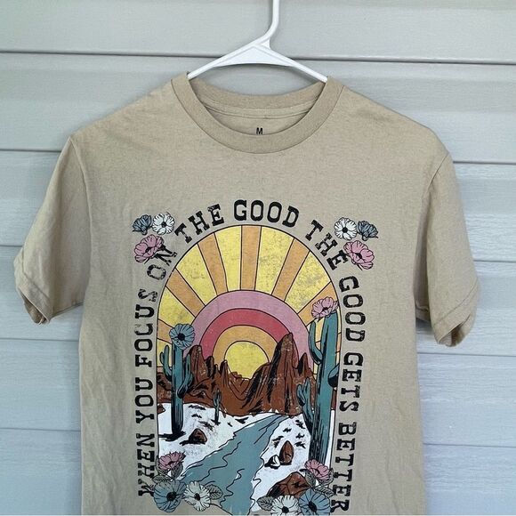 Goodie Two Sleeves Graphic Tee Size Medium – “The Good Gets Better” Desert Print - Picture 8 of 9
